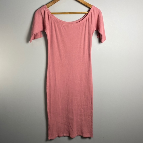 Derek Heart Women's Pink 1/4 Sleeve Fine Ribbed T-shirt Dress Size Medium - Picture 4 of 10